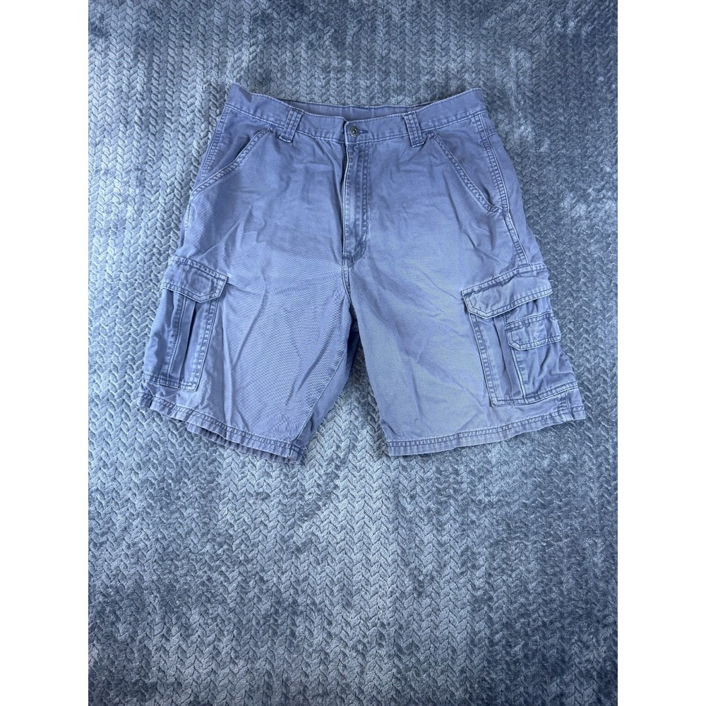 Wrangler Originals Cargo Shorts Mens 32 Blue Cotton Mid Rise Hiking Outdoor